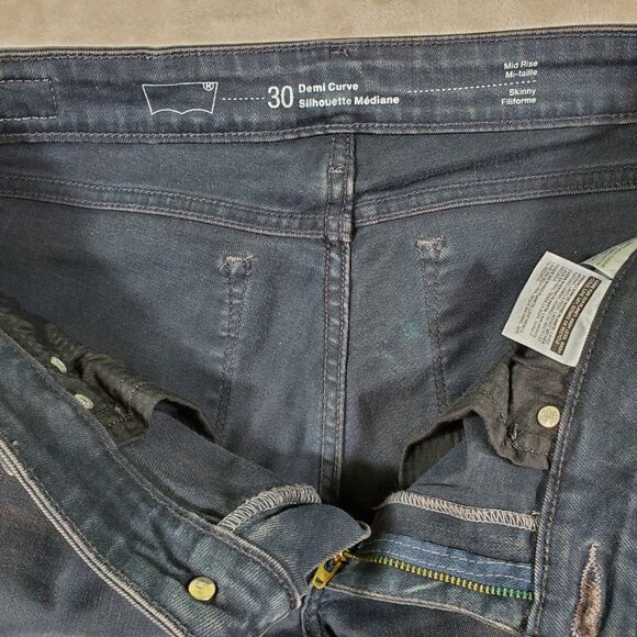 Levi's Jeans Womens mid rise skinny dark wash 'dirty' wash L32 - Picture 13 of 16